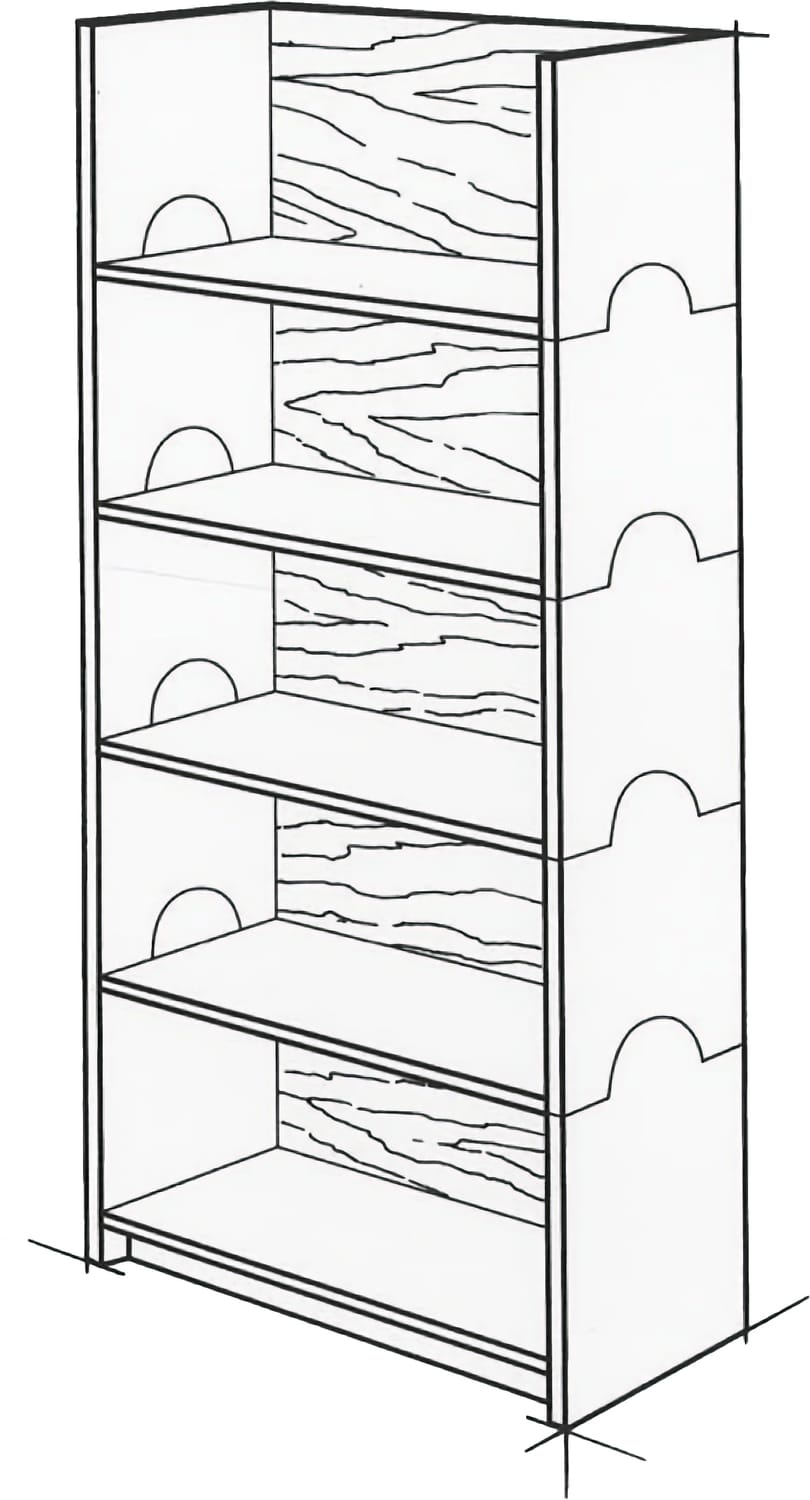 Finished stackable oak plywood shelf modules in a clean natural finish